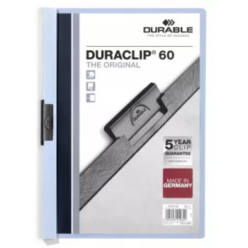 DURABLE Duraclip 6 mm dokumentu mape ar klipsi A4 zila (25 gab.)