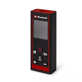 Einhell TC-LD 60 R lāzera attāluma mērītājs 60 m, ar platības, tilpuma un Pitagora funkcijām, IP54, fona apgaismojuma LCD, Soft Grip, komplektā somiņa un baterijas 2270082