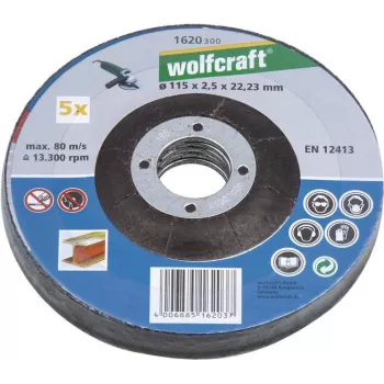 Wolfcraft 1622300 griešanas disks ar iegremdētu centru 125 mm x 22,23 mm x 1,0 mm, 5 gab.