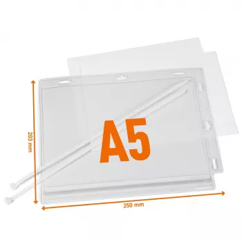 DURABLE ūdensizturīgas A5 plakātu kabatas ar kabeļu saitēm, 5 gab. (505919)