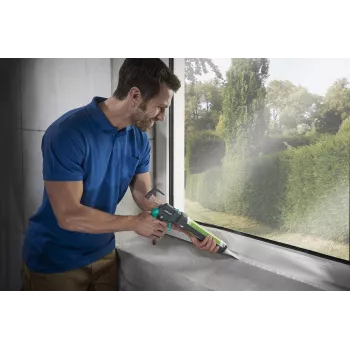 Wolfcraft 4358000 manuālā hermētiķa pistole 310 ml kārtridžiem, pilienu aiztures funkcija, 360° pagriežams turētājs, ergonomisks 2 komponentu rokturis, melna/sarkana