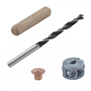 Wolfcraft 2916000 Dižskābarža koka dībeļu komplekts 6 mm, 50 rievoti dībeļi + 4 tērauda dībeļu marķieri
