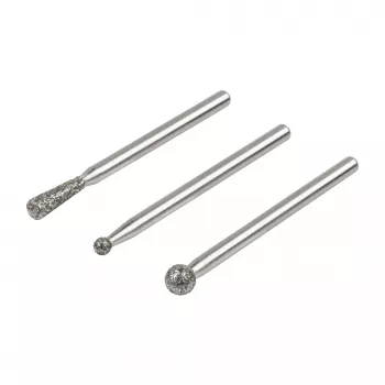 Wolfcraft 5988000 dimanta slīpēšanas uzgaļu komplekts, lodveida un konusveida, 3 gab.