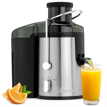 Clatronic AE 3666 centrbēdzes sulu spiede - melna/nerūsējošais tērauds, 400 W, 1,5 L mīkstuma tvertne, 2 ātrumi 263804