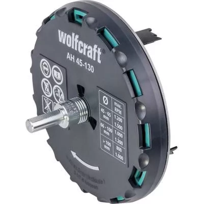 wolfcraft regulējams caurumu zāģis 45-130 mm ar HSS asmeņiem un centrējošo urbi 5978000