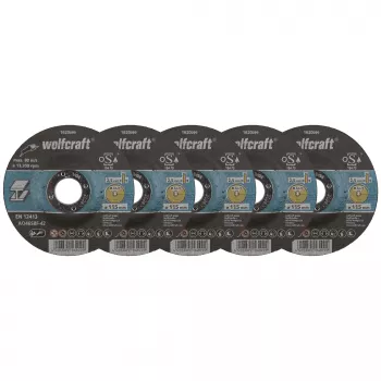 Wolfcraft 1620300 griešanas disku komplekts, 115 mm diametrs, 22,23 mm urbums, 1,0 mm biezums, 5 gabali, metālam un nerūsējošajam tēraudam