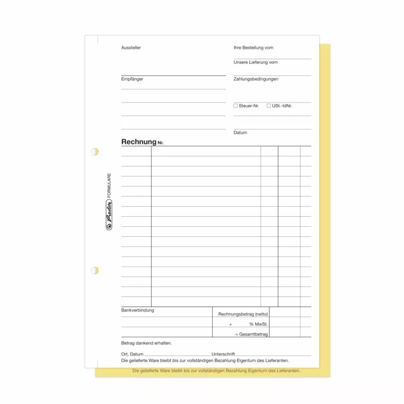 Herlitz rēķinu veidlapu grāmatiņas A5, 2 daļu, bezoglekļa, 4 gab. 300003799