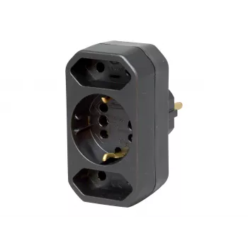 Kopp DUOversal Schuko adaptera kontaktdakša, 2 ligzdas, 16 A, 250 V, melna 179605004