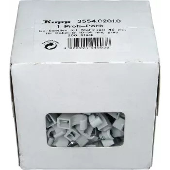 Kopp kabeļa skava ar naglu, 10-14 mm, pelēka, 200 gab. 355402010