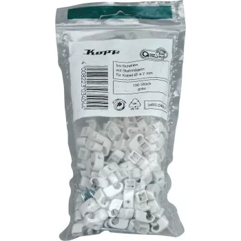 HEINRICH KOPP Nagelschellen kabeļu skavas, kūļa Ø 4-7 mm, pelēkas, 100 gab. 345504087