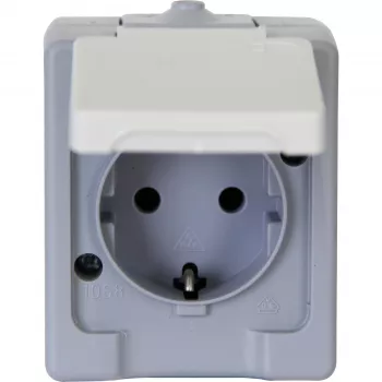 HEINRICH KOPP virsapmetuma Schuko kontaktligzda 16A 250V IP44 pelēka/balta 100648007