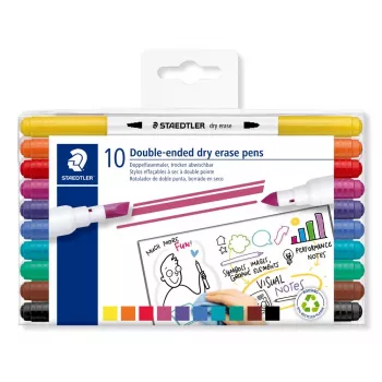 STAEDTLER 3010 TB10 flomāsteri, 10 dažādās krāsās, 1,0 mm lodveida uzgalis, ūdens bāzes tinte