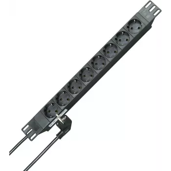 HEINRICH KOPP 19 inch 8 vietu Schuko kontaktligzdu bloks, 2 m kabelis, melns 930805014