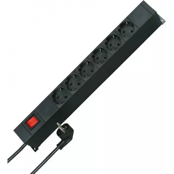 HEINRICH KOPP 19 inch statīva barošanas bloks, 12 Schutzkontakt ligzdas (2x6), 2m kabelis, melns 931305010
