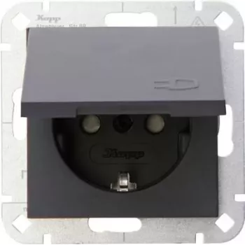 HEINRICH KOPP HK 07 iegremdējamā Schuko kontaktligzda ar vāciņu, antracīta 940115001