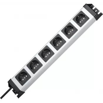 HEINRICH KOPP POWERversal 6 vietu Schuko pagarinātājs, pelēks/melns, 1,4 m kabelis 226720018