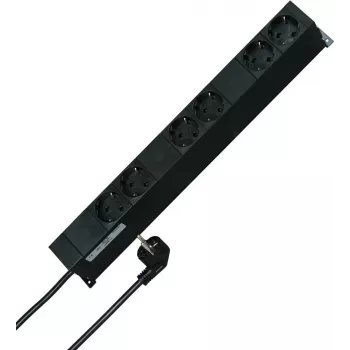HEINRICH KOPP 19 inch statīva kontaktligzdu bloks 6 vietu Schuko melns 2m kabelis 931615016