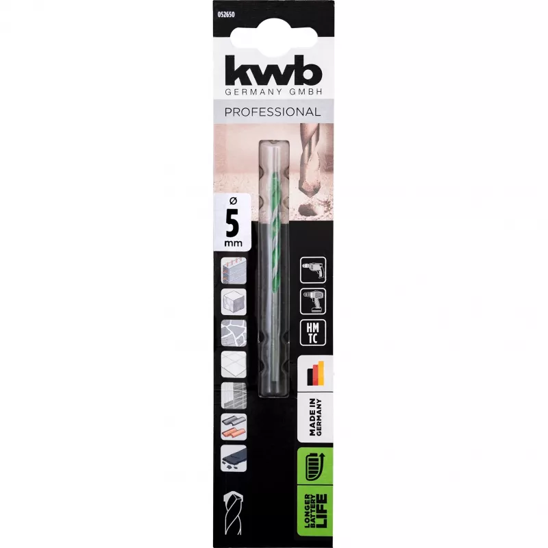 kwb 052650 Karbīda urbis granītam 5 mm x 85 mm ar cilindrisko kātu