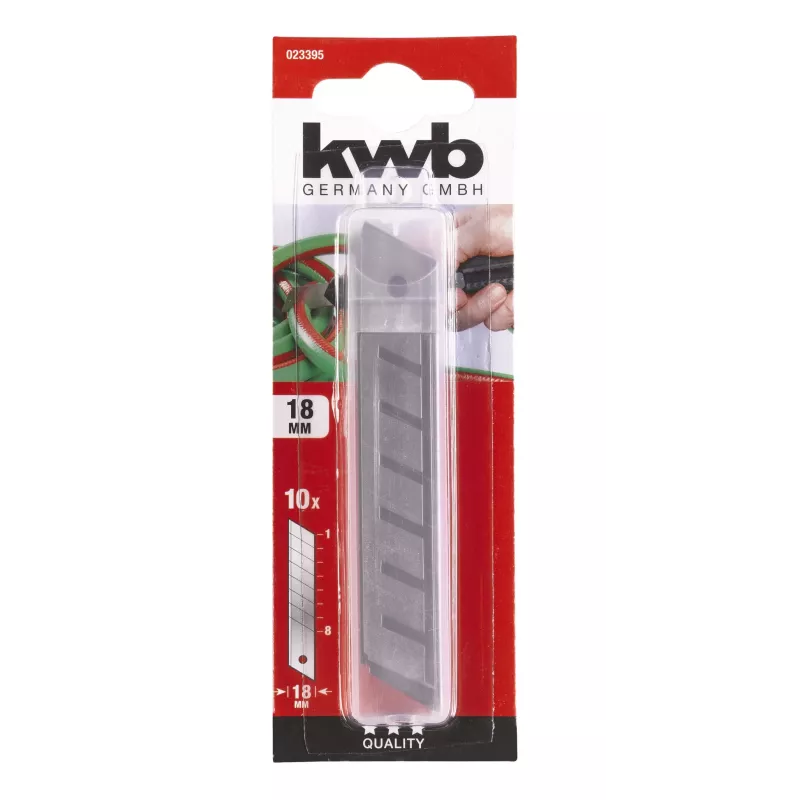 KWB 023395 lūstošie asmeņi 18 mm, nerūsējošais tērauds, 10 gab.