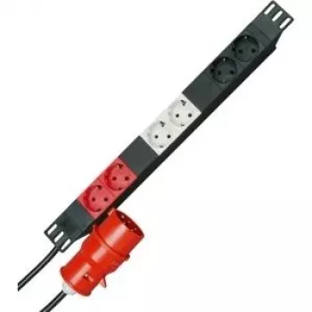 HEINRICH KOPP 19 inch statīva barošanas bloks 6 kontaktligzdas Schuko ar slēdzi, 1U, melns 930105013