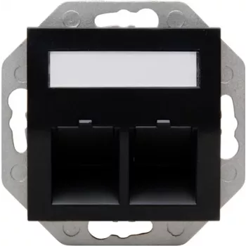 HEINRICH KOPP HK07 Keystone sienas panelis ar vāciņu, IP44, 2 porti, melns 953850004