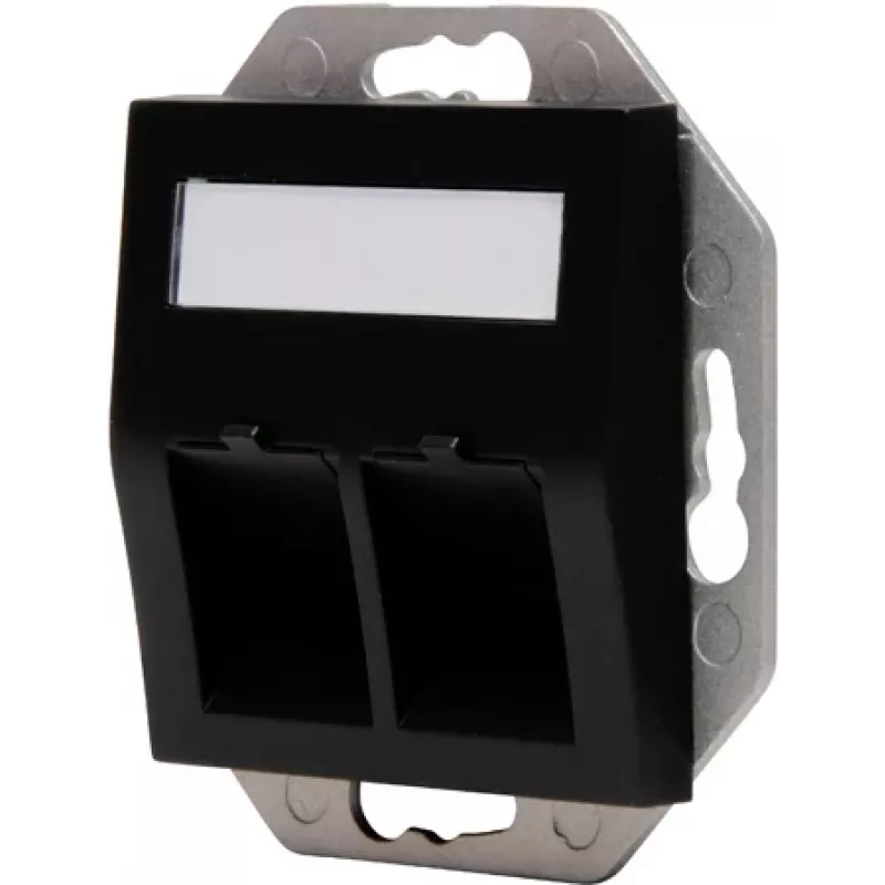 HEINRICH KOPP HK07 Keystone sienas panelis ar vāciņu, IP44, 2 porti, melns 953850004