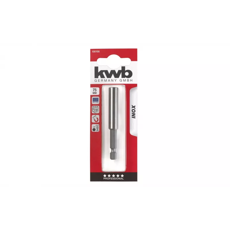 kwb INOX uzgaļu turētājs ar nerūsējošā tērauda uzmavu, 1/4 collas, magnētisks, 60 mm 100100