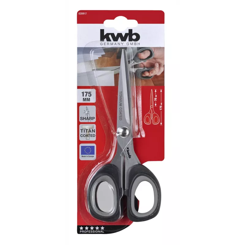 KWB 020917 Universālās šķēres 200 mm nerūsējošais tērauds ar mīksto rokturi melns/sarkans
