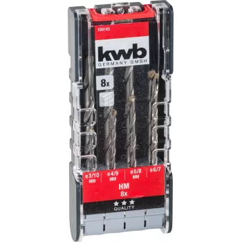 kwb 109145 cietmetāla spirālurbju komplekts akmenim, 8 gab., 3-10 mm