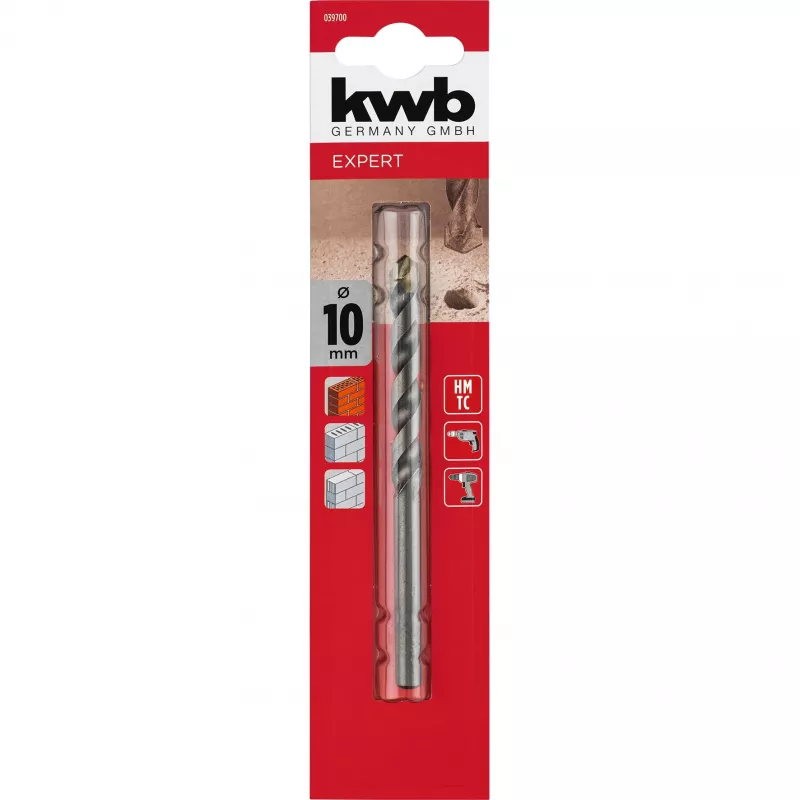 kwb 039700 HSS akmens spirālurbis 10 mm x 120 mm ar cilindrisku kātu (1 gab.)