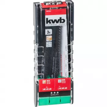 kwb 109183 zāģa asmeņu komplekts atsitiena zāģim, 3 gab., koksnei un metālam