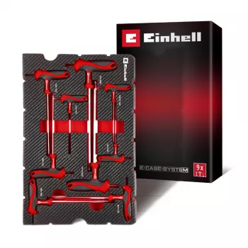 Einhell 370526 9 daļu ieliktņu komplekts E-Case koferim, sarkans/melns