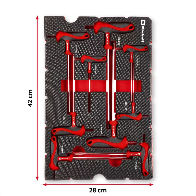 Einhell 370526 9 daļu ieliktņu komplekts E-Case koferim, sarkans/melns
