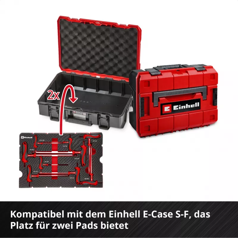 Einhell 370526 9 daļu ieliktņu komplekts E-Case koferim, sarkans/melns