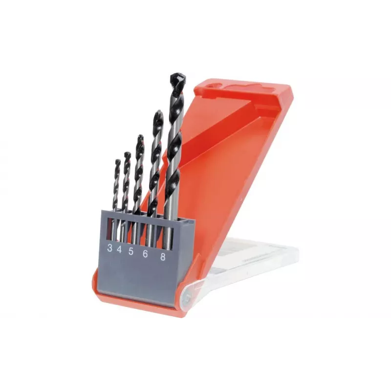 KWB Rocker koka urbju komplekts 3-8 mm, 5 gab., ar centrēšanas smaili, plastmasas kasete 044300