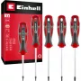 Einhell Universal Torx skrūvgriežu komplekts T10-T30, 5 gab., magnētiski uzgaļi, hroma vanādija tērauds, ergonomiski divu materiālu rokturi, darbnīcai un DIY 370537