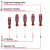 Einhell Universal Torx skrūvgriežu komplekts T10-T30, 5 gab., magnētiski uzgaļi, hroma vanādija tērauds, ergonomiski divu materiālu rokturi, darbnīcai un DIY 370537