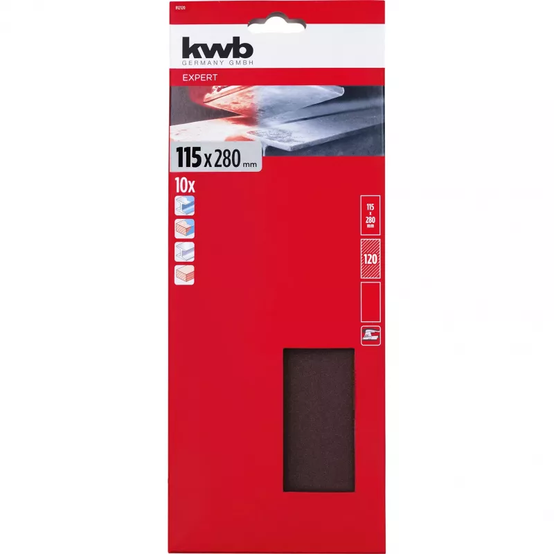 KWB 812120 alumīnija oksīda slīpēšanas loksnes P120, 280 x 115 mm, 10 gab.