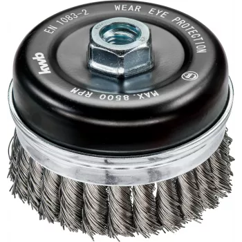 KWB AGGRESSO-FLEX® kausa suka, pīta, gofrēta HSS tērauda stieple, 75 mm, M14 vītne, leņķa slīpmašīnām, 1 gab. (719226)