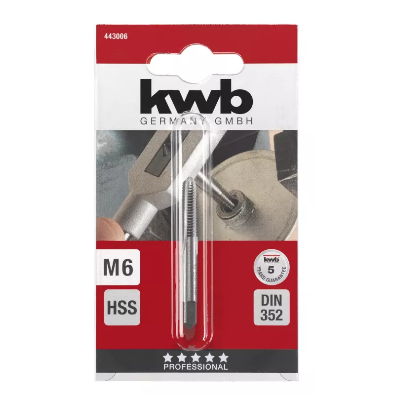 kwb 443006 HSS rokas vītņurbis M6 x 1,0 DIN 352, konusveida, 1 gab.