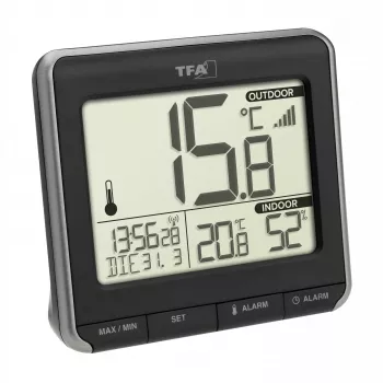 TFA Dostmann PRIO bezvadu digitālais termometrs, melns/balts 30.3069.01