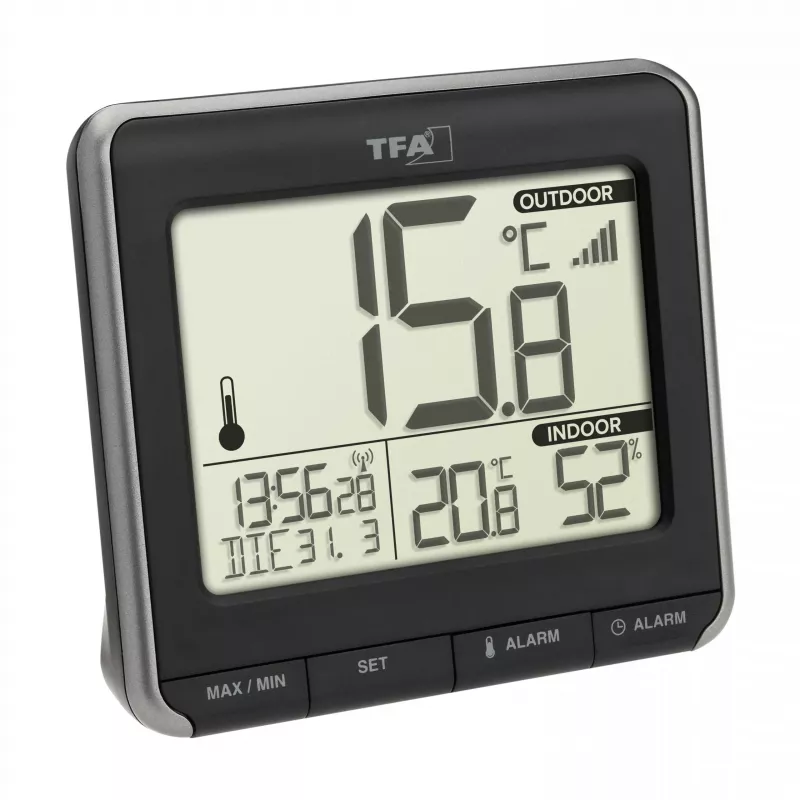 TFA Dostmann PRIO bezvadu digitālais termometrs, melns/balts 30.3069.01