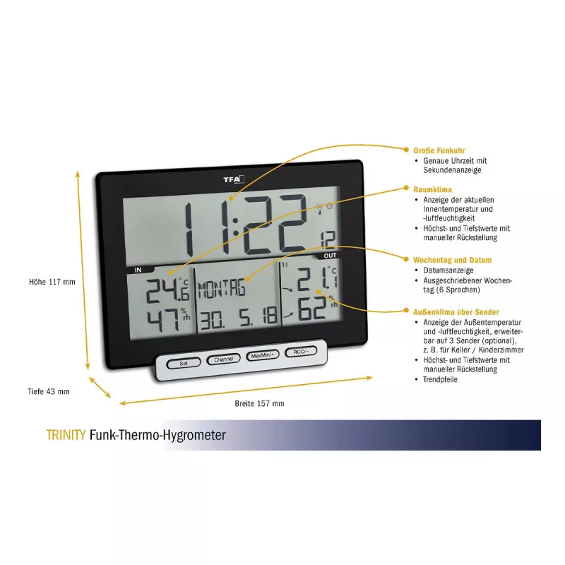 TFA Dostmann 30.3058.01 Trinity bezvadu termo-higrometrs