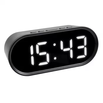 TFA Dostmann digitālais modinātājs ar LED gaismas cipariem, ovāls, melns, 0-50 °C, °F/°C (60.2025.01)