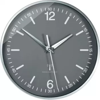 TFA Dostmann 60.3503 Radio kontrolēts alumīnija sienas pulkstenis, melns