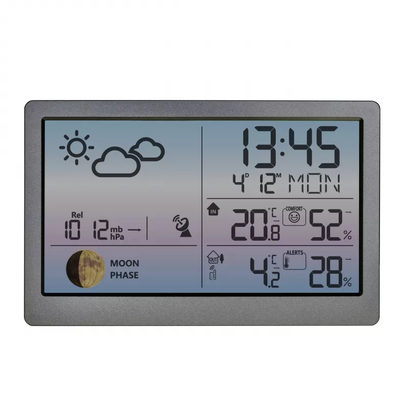 TFA Dostmann LUNA SKY 35.1169.10 bezvadu meteostacija ar 12 stundu prognozi, mēness fāzi, atbalsta līdz 3 sensoriem
