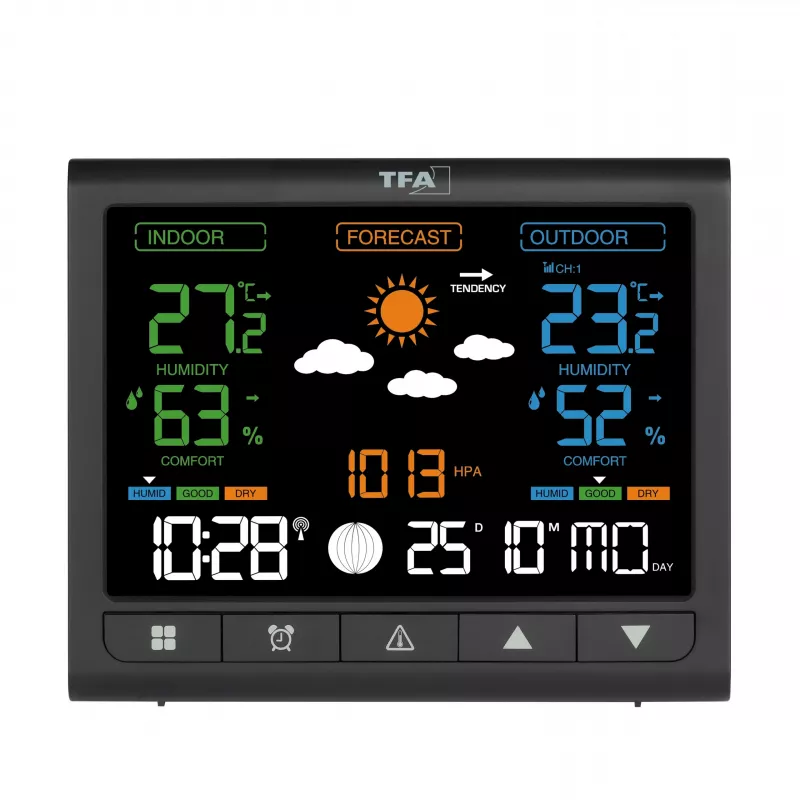 TFA CONTRAST 35.1171.01 bezvadu meteostacija ar 12–24 stundu prognozi, melna