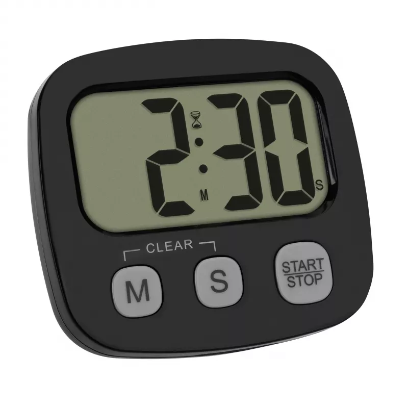 TFA Dostmann 2 gabalu digitālo taimeru komplekts ar hronometru un pulksteni, melns un balts (38.2057.40.02)