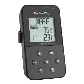 TFA Dostmann 14.1504 Grila termometrs ar kabeļa sensoru, trauksmes signālu, taimeri, serdes temperatūras uzraudzību zemas temperatūras gatavošanai, cūkgaļai, liellopu gaļai, medījumu gaļai, tītaram, jēram, trusim
