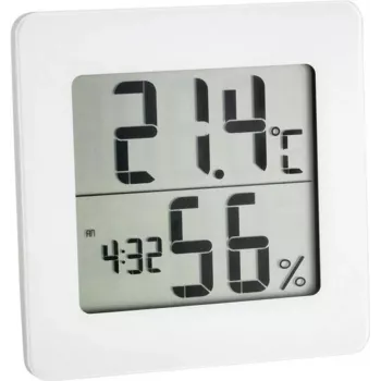 TFA DOSTMANN 30.5033.02 digitālais termohigrometrs ar LCD, maks./min. atmiņu, komforta zonas indikatoru, magnētisko/stāvā novietojumu, balts